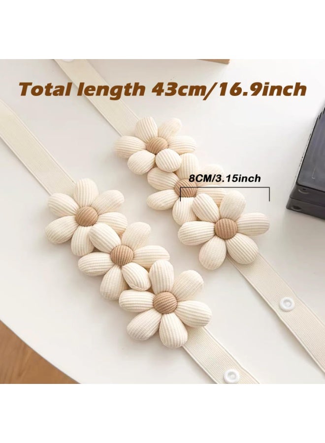 ChicAbode 2 قطعة من ربط الستائر، حاملات ستائر زهور بولو، حاملات ستائر زهور الشمس البسيطة والأنيقة، زخرفة غرفة نوم بولو (2 قطعة كريمية) (ثلاثة أزهار كريمية) - Image 5